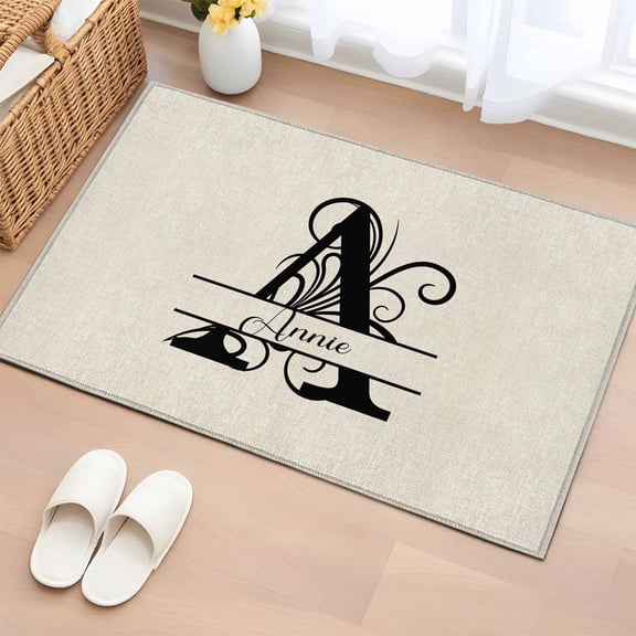 Entrance Runner Rug 2'x3', Letter A Non-slip Doormat for Indoor Outdoor Entrance, Monogram Words Washable Throw Floor Mat for Front Door/Living Room/Bedroom/Bathroom/Kitchen