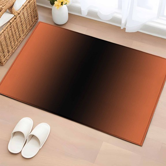 Entrance Runner Rug 2'x3', Orange Black Ombre Non-slip Doormat for Indoor Outdoor Entrance, Modern Gradient Abstract Art Washable Throw Floor Mat for Front Door/Living Room/Bedroom/Bathroom/Kitchen