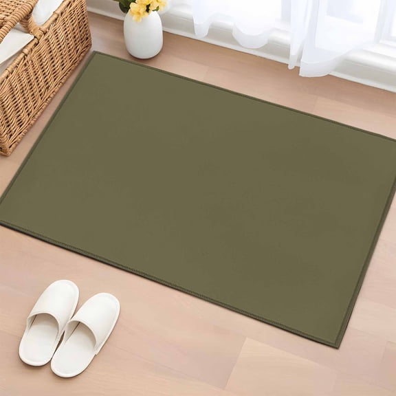 Entrance Runner Rug 2'x3', Sage Green Non-slip Doormat for Indoor Outdoor Entrance, Brown Solid Color Simple Abstract Washable Throw Floor Mat for Front Door/Living Room/Bedroom/Bathroom/Kitchen