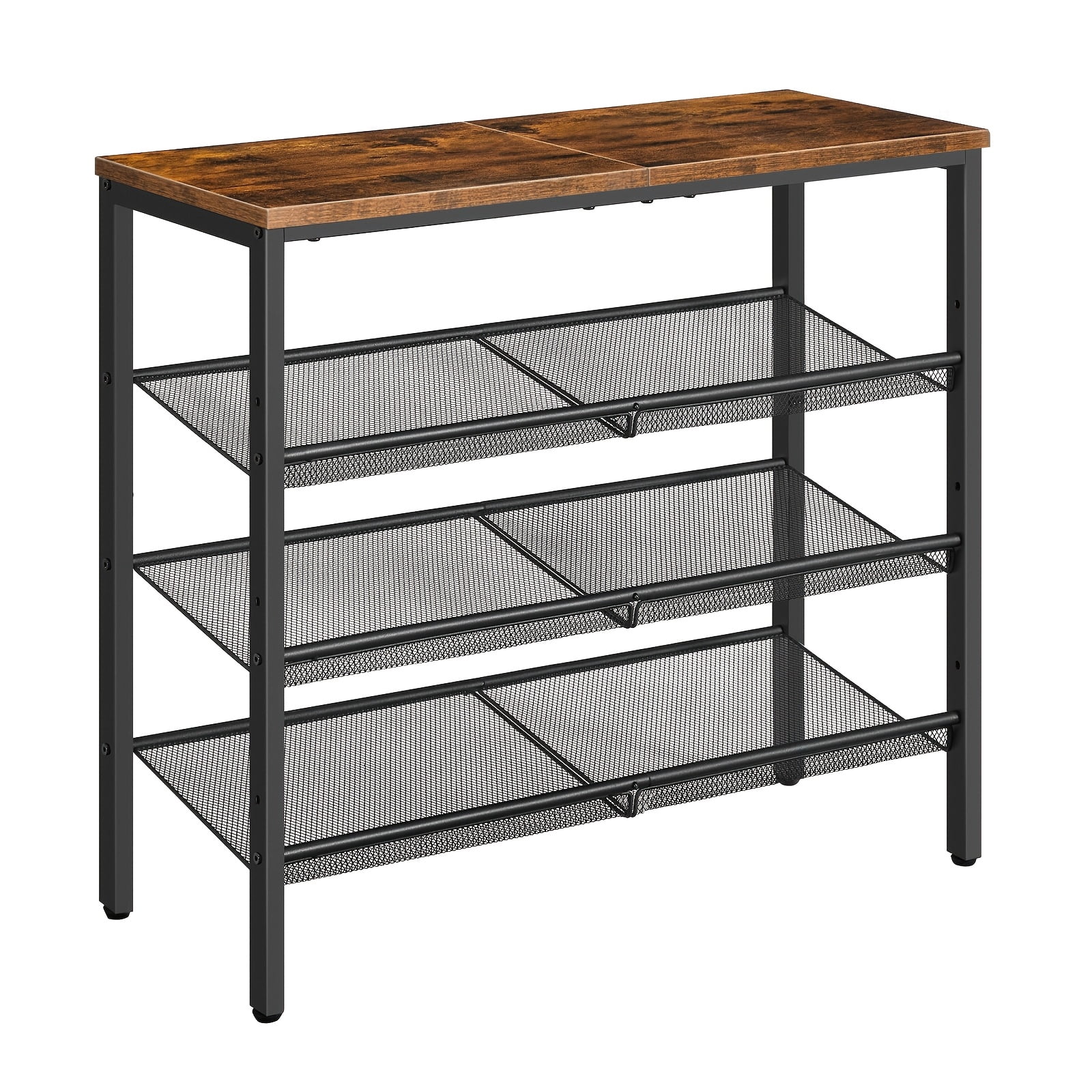 Entrance Shoe Rack, 4-Tier Shoe Storage Rack with Adjustable Grid, Can ...