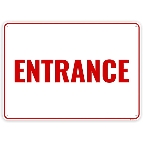 Entrance Sign, 12 x 8 Inches - Aluminum - Entry Enter Here Only Sign/Without a frame