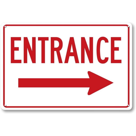 Entrance Sign with Right Arrow- 12 x 8 inch Metal Aluminum Enter Here Sign for Outdoor, Indoor, Business, Gate, Yard, Office, Farmhouse,UV Protected and Weatherproof