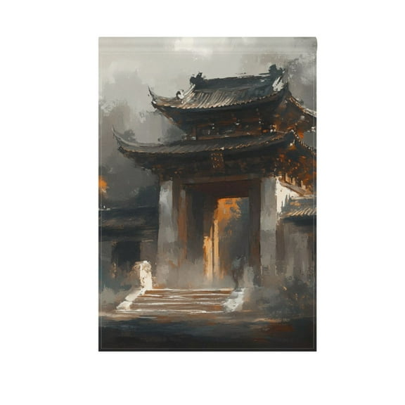 Entrance To Ancient Chinese Temple Garden Flag 12X18 Double Sided Yard Flags for Outside Outdoor All Seasonal Decoration