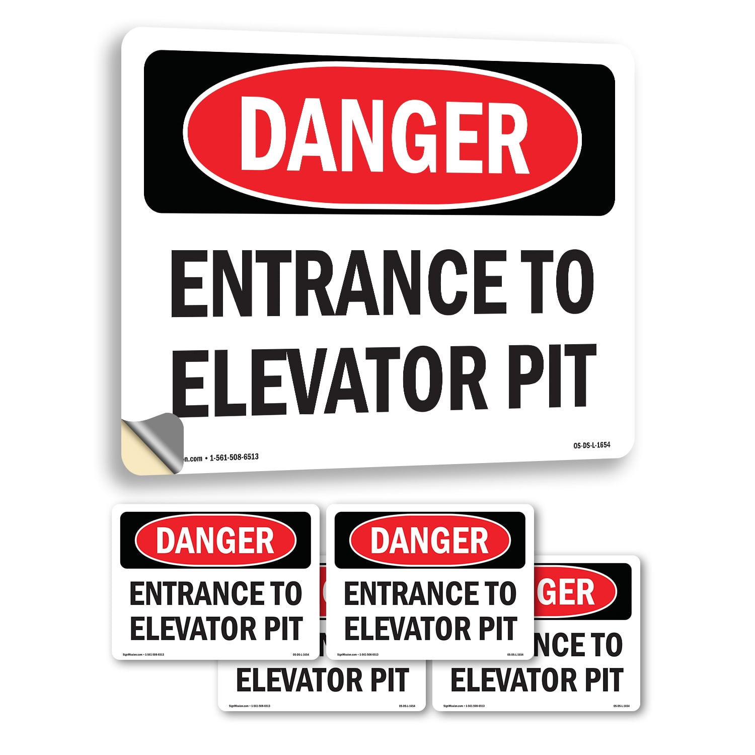 Entrance To Elevator Pit OSHA Danger Vinyl Decal Label 24 Inch x 18 ...