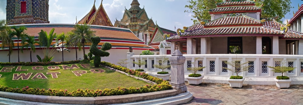 Entrance To Wat Pho temple Bangkok Thailand Canvas Art - Panoramic Images (12 x 36)