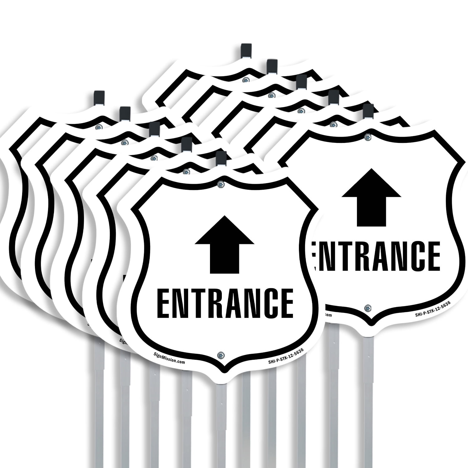 Sign Shiled Entrance Up (10 Pack) 12 inch X 12 inch Shield Shaped Rust-Free ...