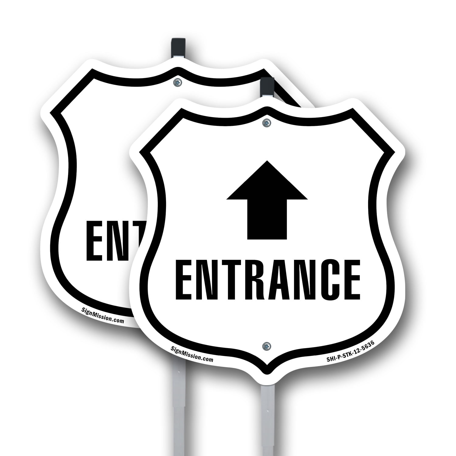 Pvc Entry Point Signs Entrance Up (2 Pack) 12 inch X 12 inch Shield Shaped Commercial Grade ...