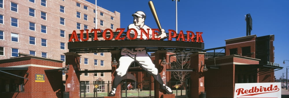 Entrance of a baseball stadium Autozone Park Memphis Tennessee USA Canvas Art - Panoramic Images (36 x 12)