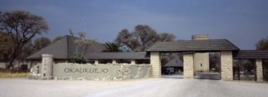 Entrance of a rest camp Okaukuejo Etosha National Park Kunene Region Namibia Canvas Art - Panoramic Images (36 x 13)