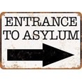 thumbnail image 1 of Entrance to Asylum Funny Tin Sign Bar Pub Garage Diner Cafe Home Wall Decor Art 8X12 Inches, 1 of 5