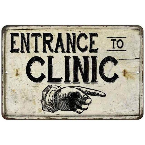 Entrance to Clinic Vintage Look Chic Distressed 12x18112180020164