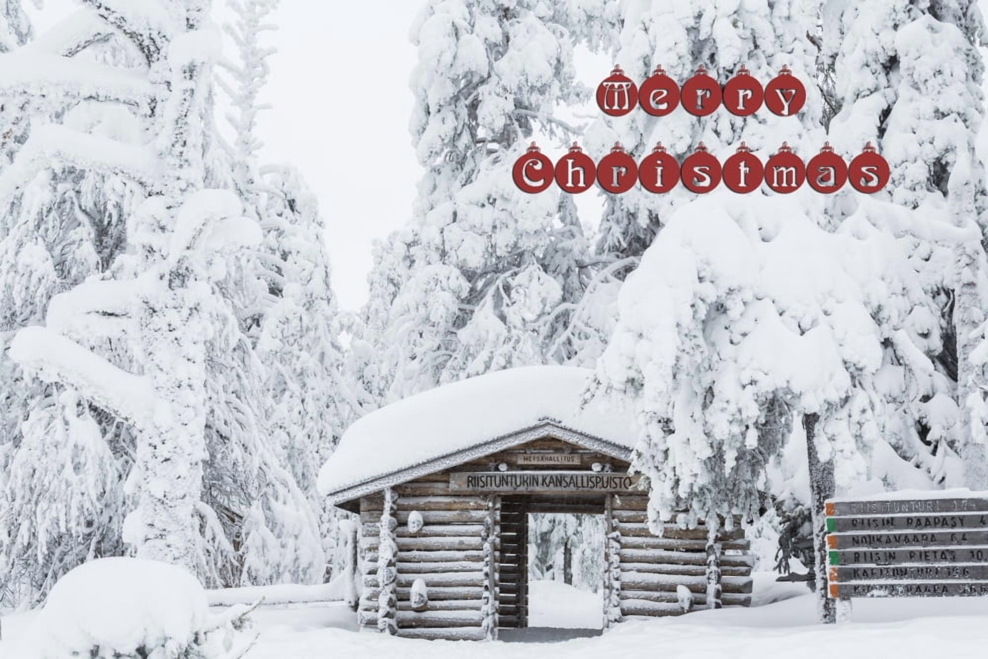 Entrance to Riisitunturi National Park winter Lapland Finland Canvas Art - Peter Adams Danita Delimont (19 x 12)