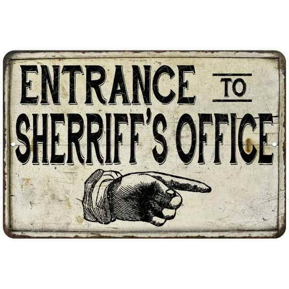 Entrance to Sherriff's Office Vintage Look Chic 8 x 12 High Gloss Metal 208120020162