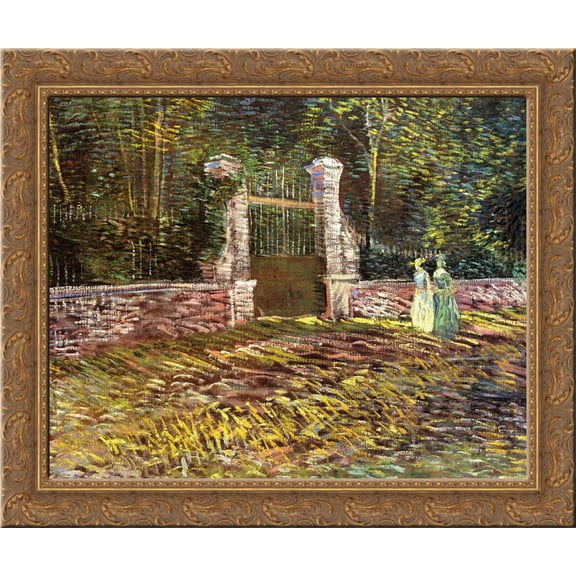 Entrance to the Voyer-d'Argenson Park at Asnieres 24x20 Gold Ornate Wood Framed Canvas Art by Vincent van Gogh