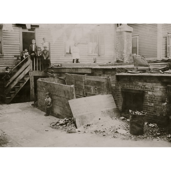 Entrance to the crowded dirty house of a Midwife rear tenement on Spruce Street Providence R.I. Poster Print (24 x