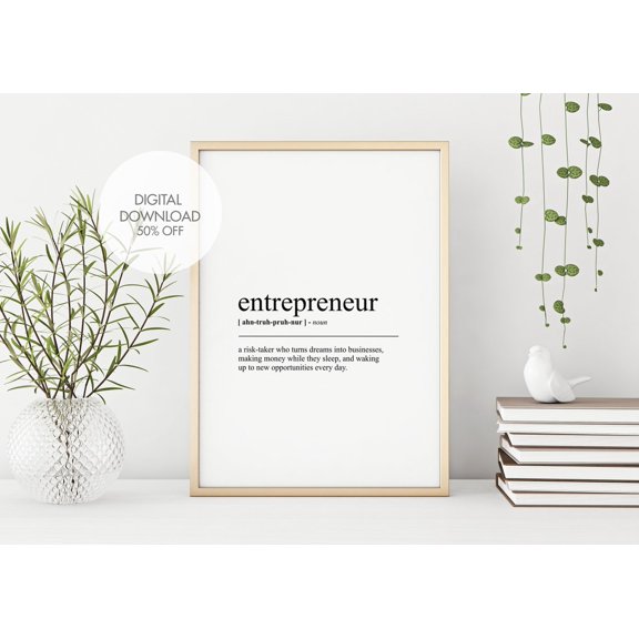Entrepreneur Definition Fun Wall Art Print, Unframed Paper Poster 8x10in