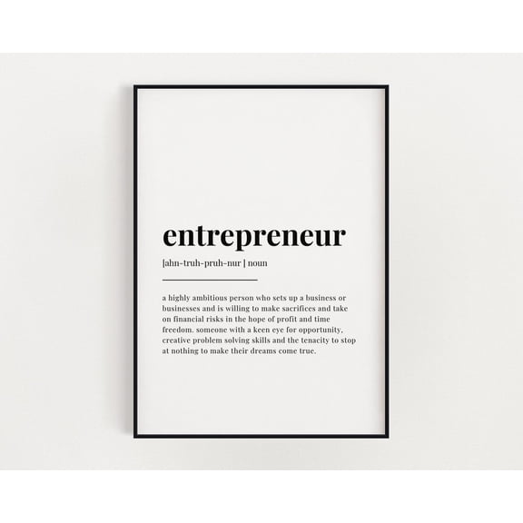 Entrepreneur Definition Meaning, Wall Art, Entrepreneur Gift, Print Home Decor #3387, Stretched Canvas Size 8x12