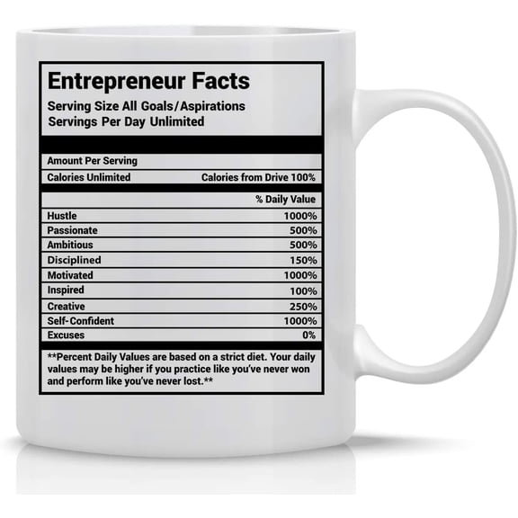 Entrepreneur Facts Mug - Inspirational And Motivational Gag Gift Best Boss Ever Best Gift Idea for Men or Women Bosses Day Leaving Moving Appreciation Retirement - 11oz Coffee Mug - By CBT Mugs