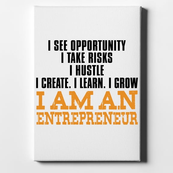 Entrepreneur Opportunity Risks Hustle - 8" x 10" - Decorative Canvas Wall Art - White Edge - 5/8" Gallery Wrapped
