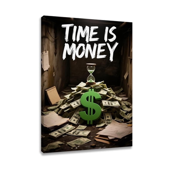 Entrepreneur Quotes Motivational Wall Art, Time is Money Inspirational Canvas Poster, Modern Home Office Gym Bedroom Decor Print