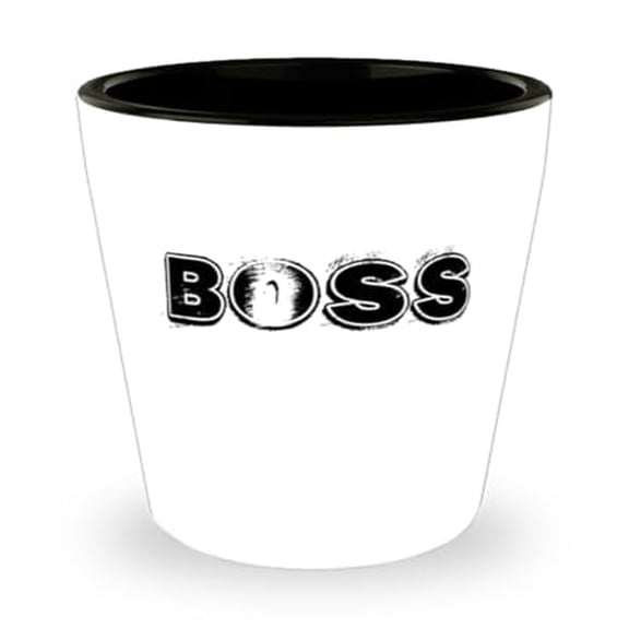 Entrepreneur-Themed Shot Glass, Boss CEO Gift, Mini Glassware for Business Leaders, White, 1.5oz Capacity, Perfect Office Parties and Celebrations
