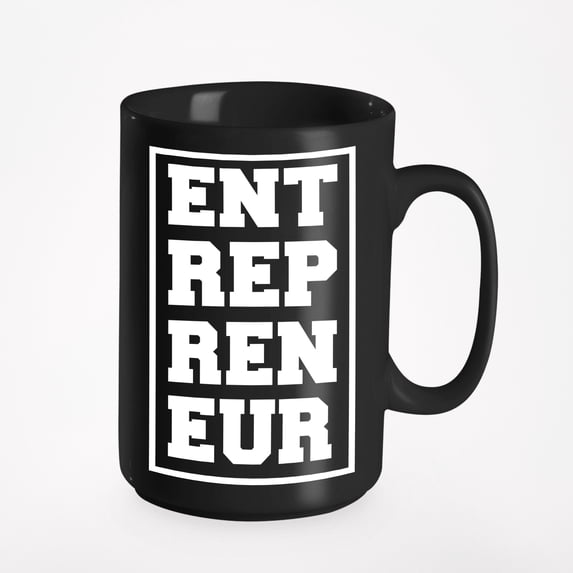 Entrepreneur With Boxed Outline, Black 15oz Ceramic Mug