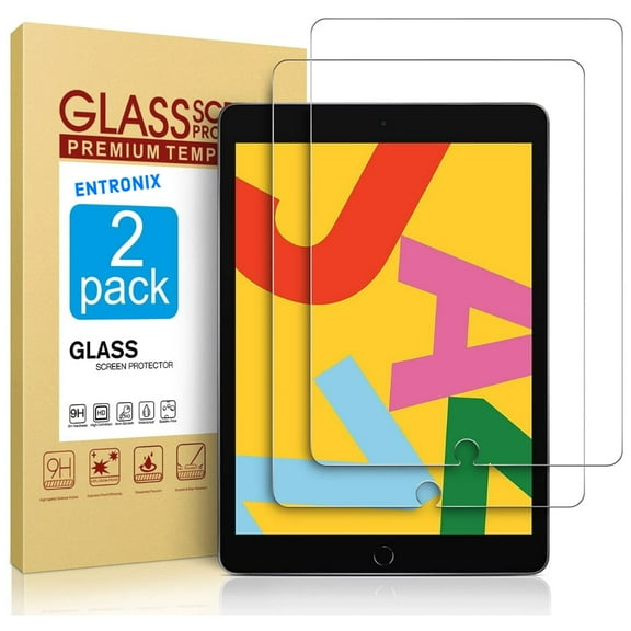 Entronix 10.2" Tempered Glass Screen Protector Tablet Case, Clear, 2 Count, 2 Pack