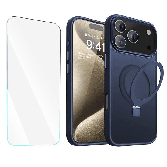 Entronix 2-in-1 Magnetic Matte Case Compatible with iPhone 17 Pro Max and iPhone 18 Pro Max with Screen Protector, Navy Blue