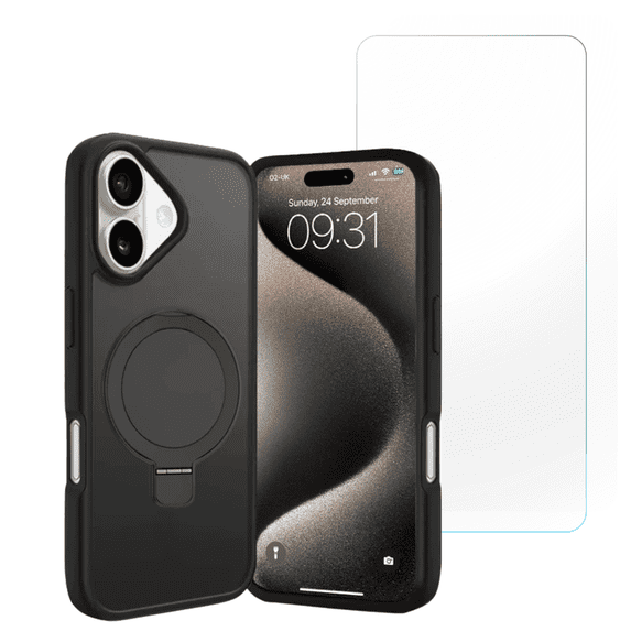Entronix 2-in-1 Magnetic Matte Case Compatible with iPhone 17 with Screen Protector, Black