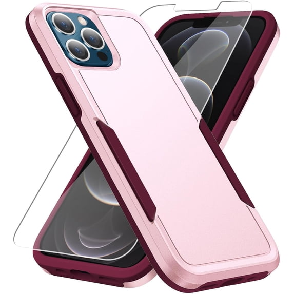 Entronix 2-in-1 Rugged Case iPhone 14 Pro Max with Screen Protector, Pink