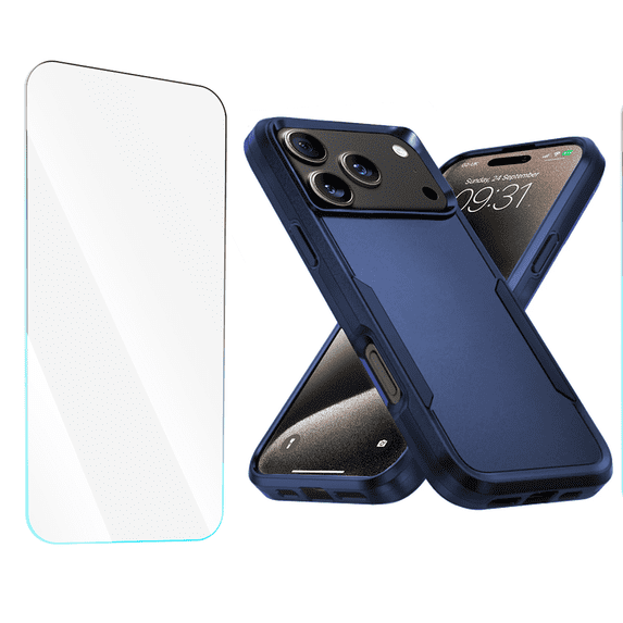 Entronix 2-in-1 Sleek Heavy Duty Case Compatible with iPhone 17 Pro Max and iPhone 18 Pro Max with Screen Protector, Navy Blue