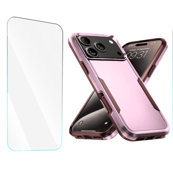 Entronix 2-in-1 Sleek Heavy Duty Case Compatible with iPhone 17 Pro Max and iPhone 18 Pro Max with Screen Protector, Pink
