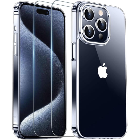 Entronix 3-in-1 Clear Case for iPhone 15 Pro Max, with Screen Protector, Clear