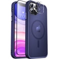thumbnail image 1 of Entronix 3-in-1 Magnetic Matte Case Compatible with iPhone 12 with 1 Screen Protector and 1 Camera Lens Guard, Navy Blue, 1 of 6