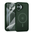 thumbnail image 1 of Entronix 3-in-1 Magnetic Matte Case Compatible with iPhone 16 with Screen Protector, Green, 1 of 9