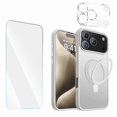 thumbnail image 1 of Entronix 3-in-1 Magnetic Matte Case Compatible with iPhone 17 Pro Max and iPhone 18 Pro Max with 1 Screen Protector and 1 Camera Lens Guard, White, 1 of 9