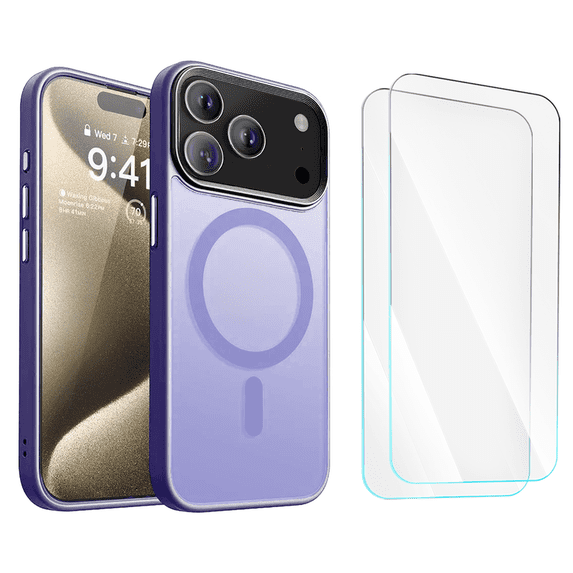 Entronix 3-in-1 Magnetic Matte Case Compatible with iPhone 17 Pro Max and iPhone 18 Pro Max with 2 Screen Protector, Purple