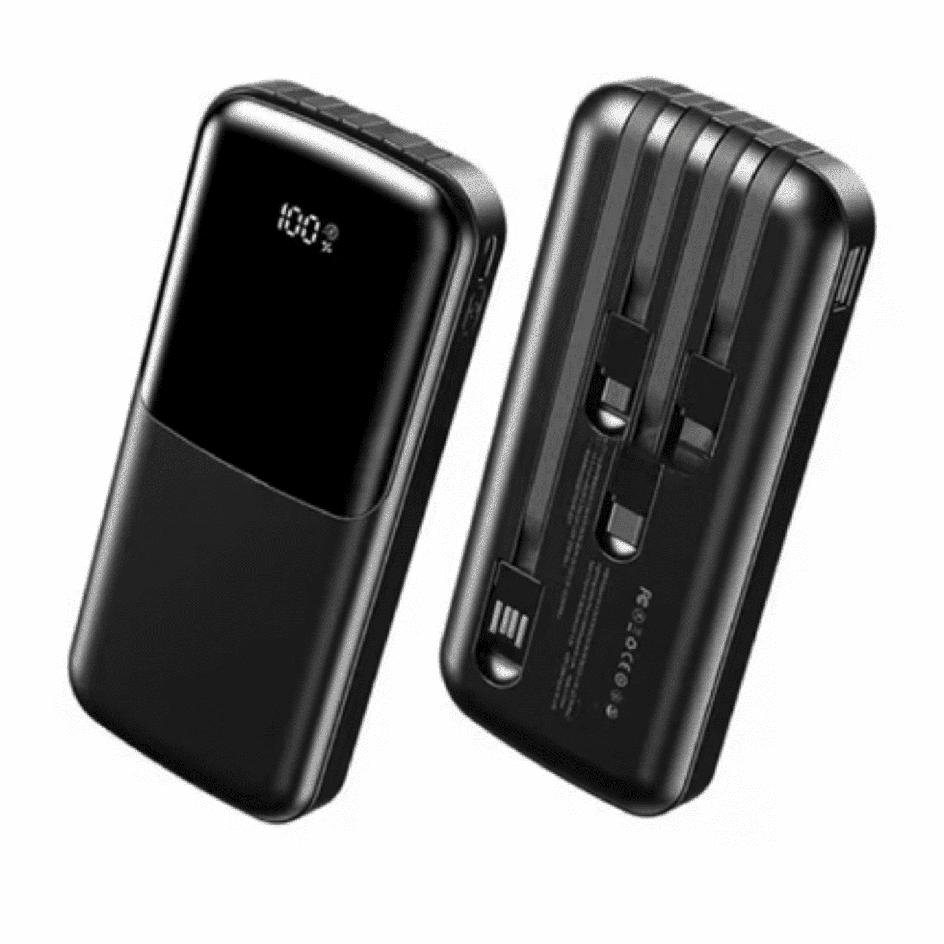 Entronix 3-in-1 Power Bank with Built-In Cables, 10000 mAh Portable Charger 22.5W Digital Display, Black