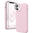 thumbnail image 1 of Entronix 3-in-1 Silicone Case Compatible with iPhone 12 with 1 Screen Protector and 1 Camera Lens Guard, Light Pink, 1 of 7