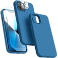 thumbnail image 1 of Entronix 3-in-1 Silicone Case Compatible with iPhone 14 with Camera and Screen Protector, Aqua Blue, 1 of 8