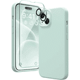 thumbnail image 1 of Entronix 3-in-1 Silicone Case Compatible with iPhone 14 with Camera and Screen Protector, Teal Blue, 1 of 8