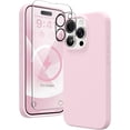 thumbnail image 1 of Entronix 3-in-1 Silicone Case Compatible with iPhone 15 Pro with Camera and Screen Protector, Light Pink, 1 of 8