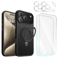 thumbnail image 1 of Entronix 5-in-1 Magnetic Matte Case Compatible with iPhone 17 Pro and iPhone 18 Pro with 2 Screen Protector and 2 Camera Lens Guard, Black, 1 of 9
