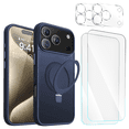 thumbnail image 1 of Entronix 5-in-1 Magnetic Matte Case Compatible with iPhone 17 Pro / iPhone 18 Pro with 2 Screen Protector and 2 Camera Lens Guard, Navy Blue, 1 of 9