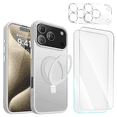 thumbnail image 1 of Entronix 5-in-1 Magnetic Matte Case Compatible with iPhone 17 Pro / iPhone 18 Pro with 2 Screen Protector and 2 Camera Lens Guard, White, 1 of 9