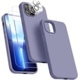 thumbnail image 1 of Entronix 5-in-1 Silicone Case Compatible with iPhone 12 Pro Max with 2 Screen Protector and 2 Camera Lens Guard, Purple, 1 of 7