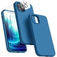 thumbnail image 1 of Entronix 5-in-1 Silicone Case Compatible with iPhone 12 Pro with 2 Screen Protector and 2 Camera Lens Guard, Aqua Blue, 1 of 7
