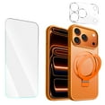 thumbnail image 1 of Entronix Bundle Compatible with iPhone 17 Pro — Magnetic Dual-Layer Phone Case & 1 Clear Screen Protector & 1 Camera Lens Protector, Anti-Drop 9H Easy Install, Orange, 1 of 8