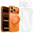 thumbnail image 1 of Entronix Bundle Compatible with iPhone 17 Pro — Magnetic Dual-Layer Phone Case & 2 Clear Screen Protector & 2 Camera Lens Protector, Anti-Drop 9H Easy Install, Orange, 1 of 8