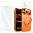 thumbnail image 1 of Entronix Bundle Compatible with iPhone 17 Pro Max — Magnetic Dual-Layer Phone Case & 1 Clear Screen Protector & 1 Camera Lens Protector, Anti-Drop 9H Easy Install, Orange, 1 of 8